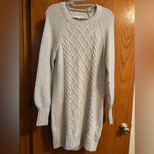 American Eagle Outfitters Light Gray Cable Knit Sweater Dress